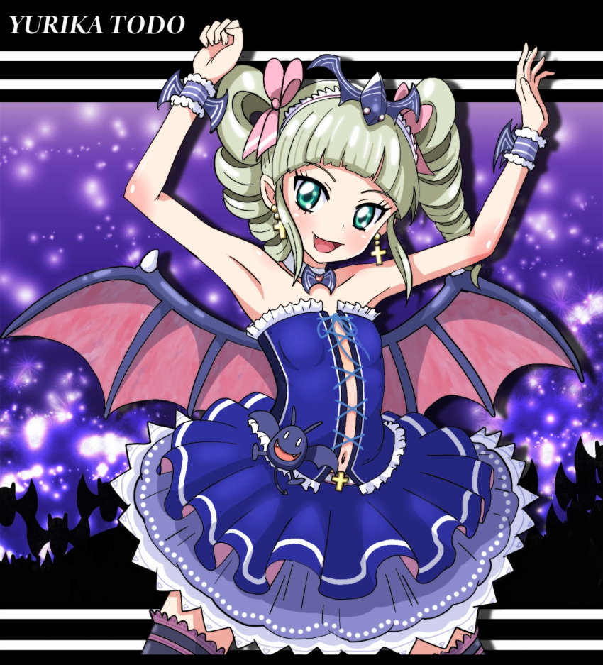 aikatsu!, bat, choker, commentary_request, diskmonkey, dress, earrings, fang