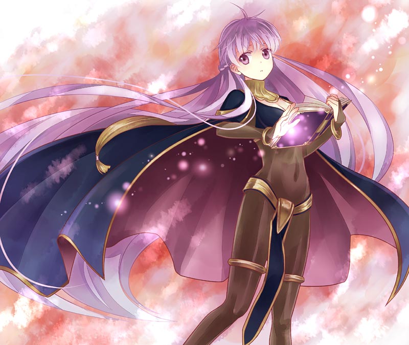 1girl, absurdly_long_hair, bodysuit, bracelet, breasts, cape, cleavage, fire_emblem