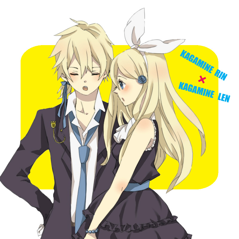 blonde_hair, blue_eyes, dress, formal, hair_ribbon, ichinose, ichinose_(sorario), kagamine_len
