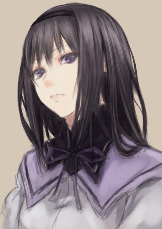 akemi_homura, black_hair, commentary_request, hairband, kanden, lips, long_hair, magical_girl