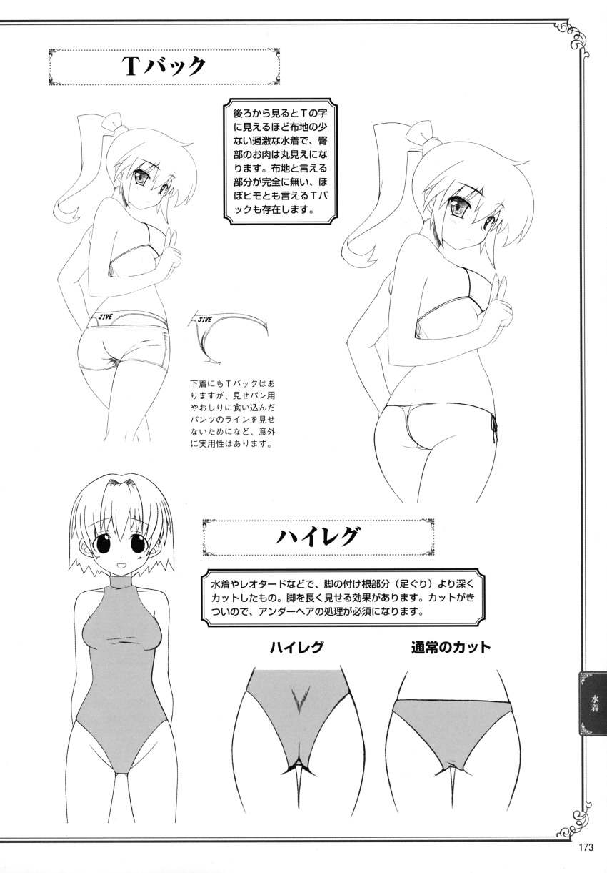 bikini, kobanya_koban, monochrome, multiple_views, penismanpussy, reference, tagme, thong