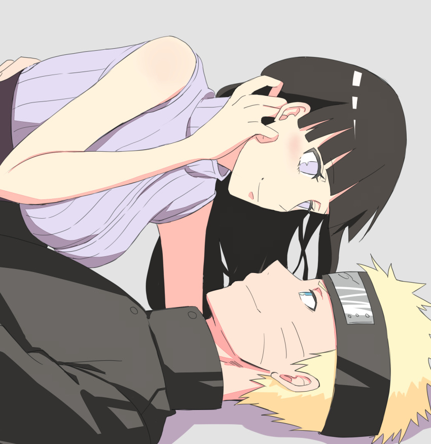 1boy, 1girl, black_hair, blonde_hair, blue_eyes, couple, forehead_protector, hetero, highres, hyuuga_hinata, kouyou_(12953910), lavender_eyes, long_hair, naruto, naruto:_the_last, short_hair, smile, uzumaki_naruto