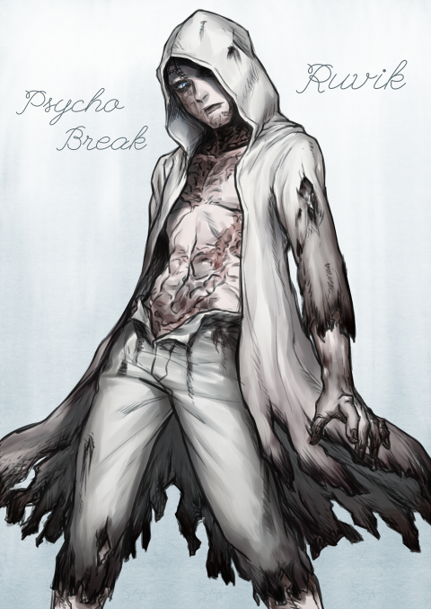 1boy, blue_eyes, hood, jacket, kizdollark, open_clothes, open_jacket, ruvik