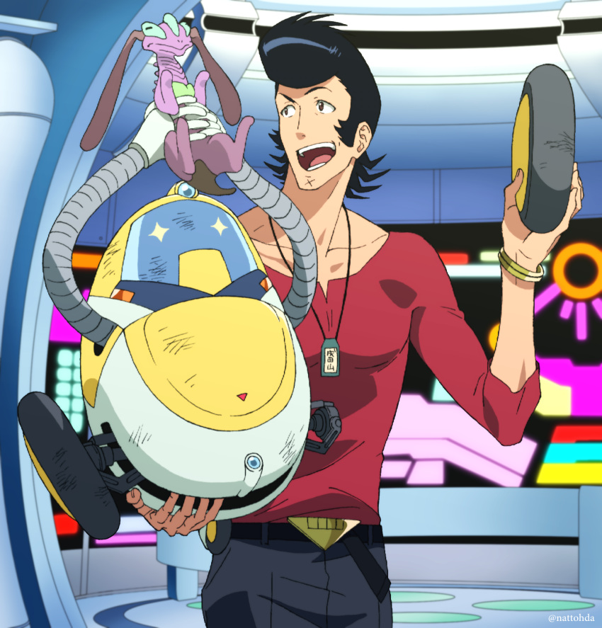 alien, dandy_(space_dandy), highres, holding, male, ozaki_(nattohda), pompadour, qt_(space_dandy)