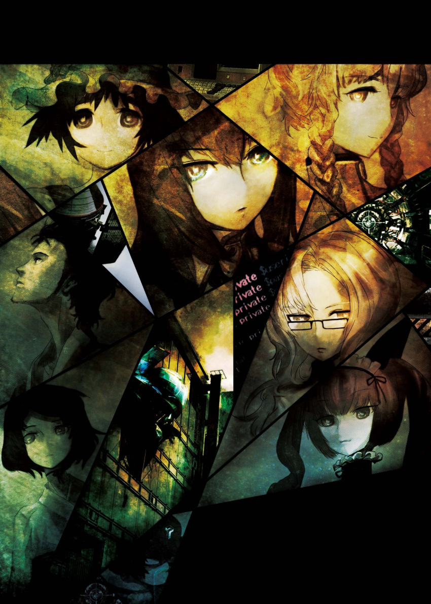 amane_suzuha, faris_nyannyan, feeris_nyanyan, hashida_itaru, highres, huke, kiryuu_moeka, makise_kurisu, makisu_kurisu, official_art, okabe_rintarou, shiina_mayuri, steins;gate, urushibara_ruka