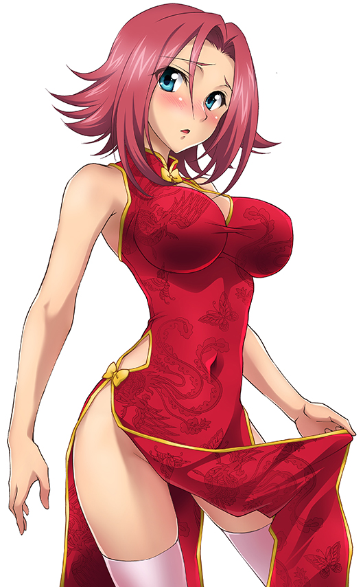 1girl, aqua_eyes, blush, breasts, china_dress, chinese_clothes, code_geass, female