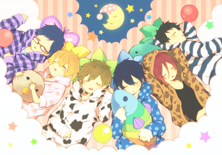 6+boys, black_hair, blonde_hair, blue_hair, blush, brown_hair, child, free!