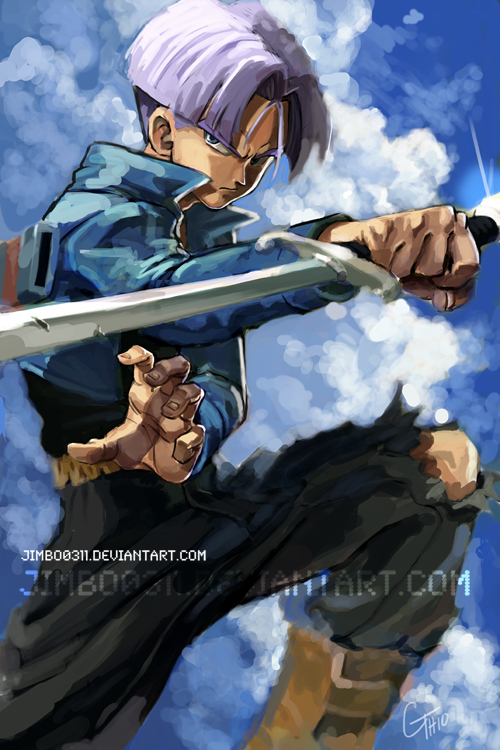 1boy, blue_eyes, cropped_jacket, dragon_ball, dragon_ball_z, fighting_stance, flipped_hair, james_ghio
