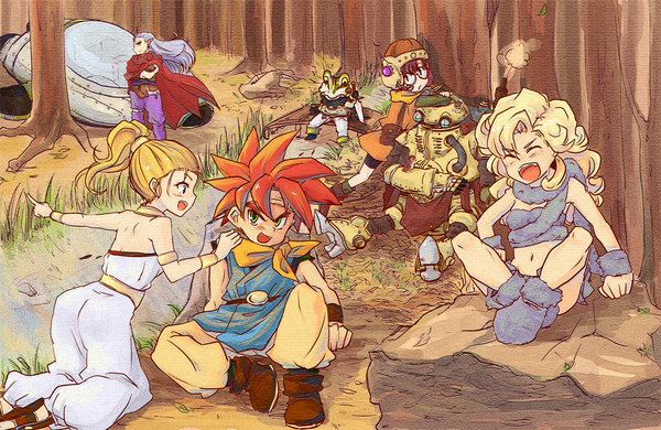 ayla, chrono_trigger, crono, everyone, frog_(chrono_trigger), lucca_ashtear, magus, marle