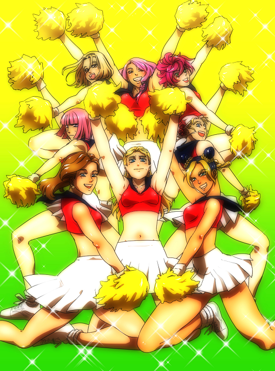 6+girls, cheerleader, erina_pendleton, female, hirose_yasuho, hot_pants_(sbr), jojo_no_kimyou_na_bouken, kuujou_jolyne