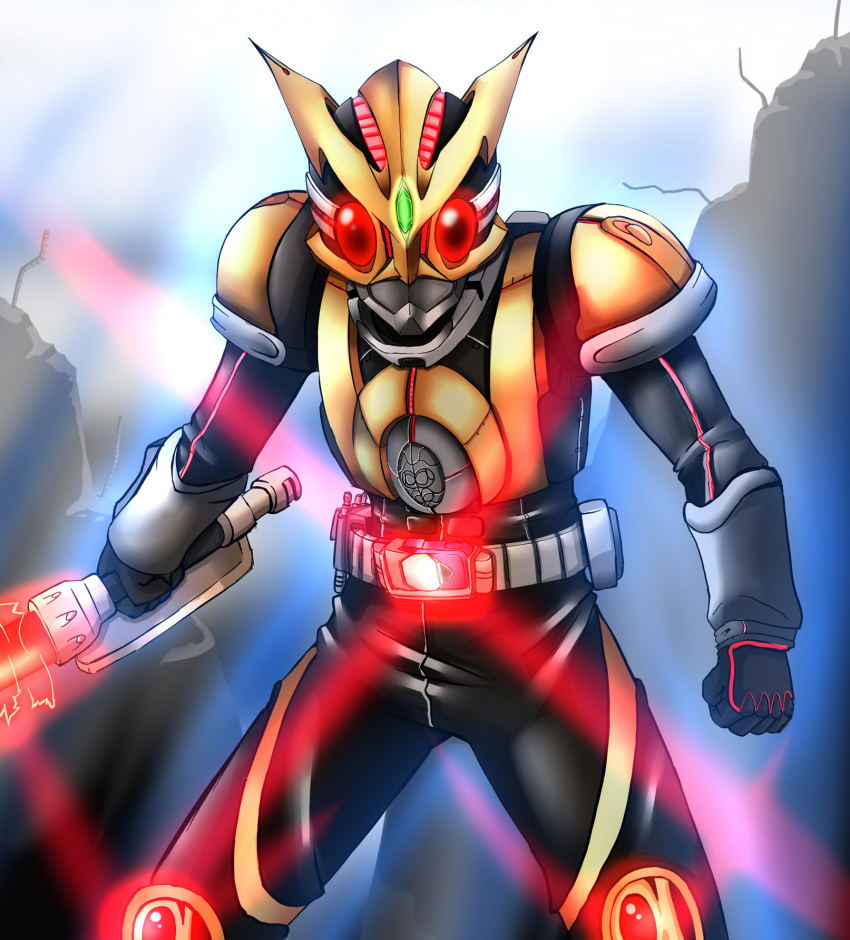 glow, glowing, highres, k@non, kamen_rider, kamen_rider_k@non, original, sword, weapon