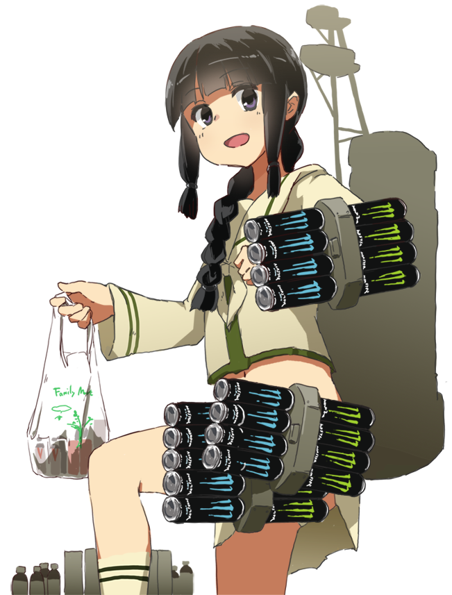 1girl, kantai_collection, monster_(drink), tagme