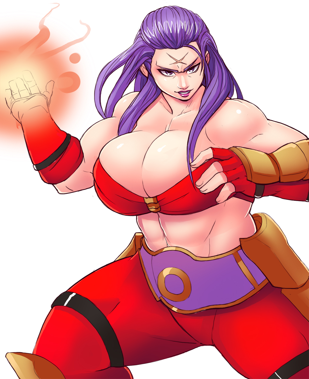 1girl, abs, bare_shoulders, breasts, cleavage, fatal_fury, faulds, female