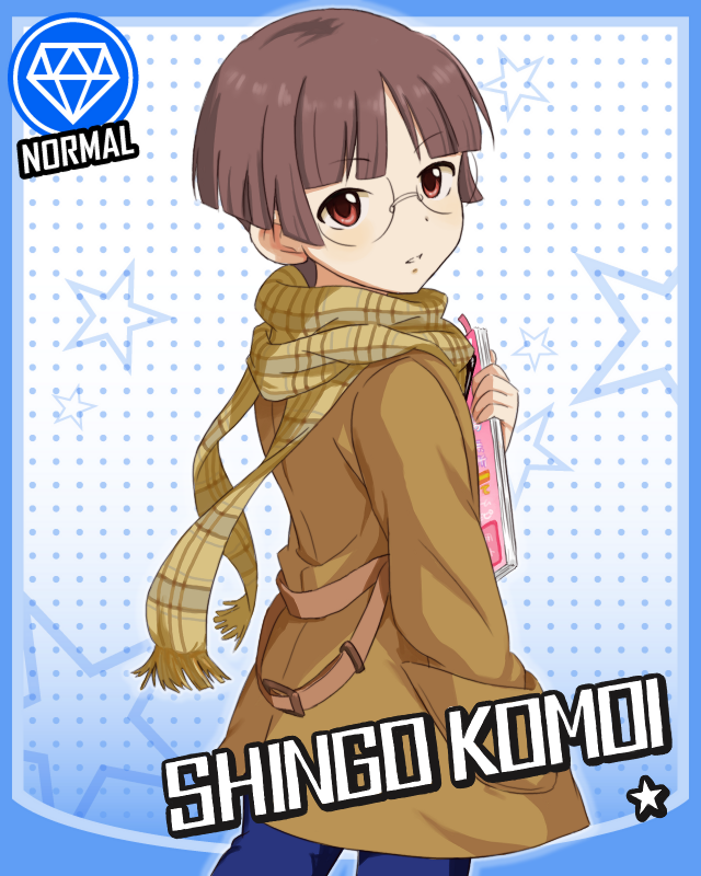 1boy, blush, bowl_cut, brown_hair, cardfight!!_vanguard, character_name, cinderella_girls_card_parody, coat