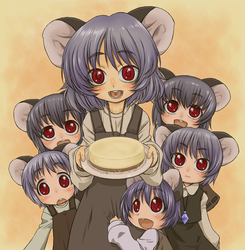 bad_id, cake, food, grey_hair, jewelry, mouse_ears, nazrin, pastry