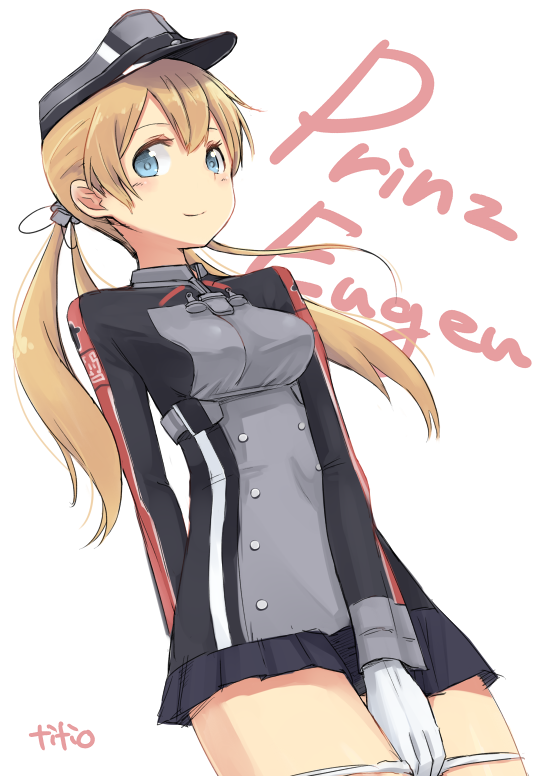 1girl, azu_(azusayumix), blonde_hair, blue_eyes, female, gloves, hat, kantai_collection