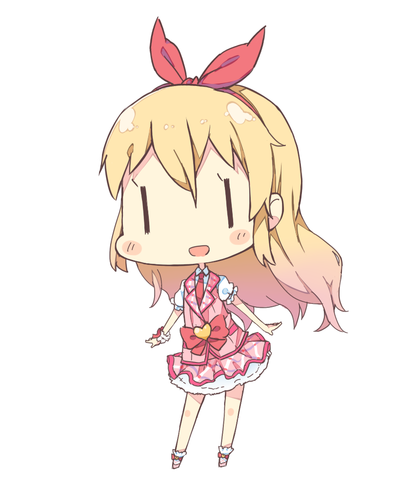 1girl, =d, aikatsu!, blonde_hair, chibi, hairband, hoshimiya_ichigo, long_hair