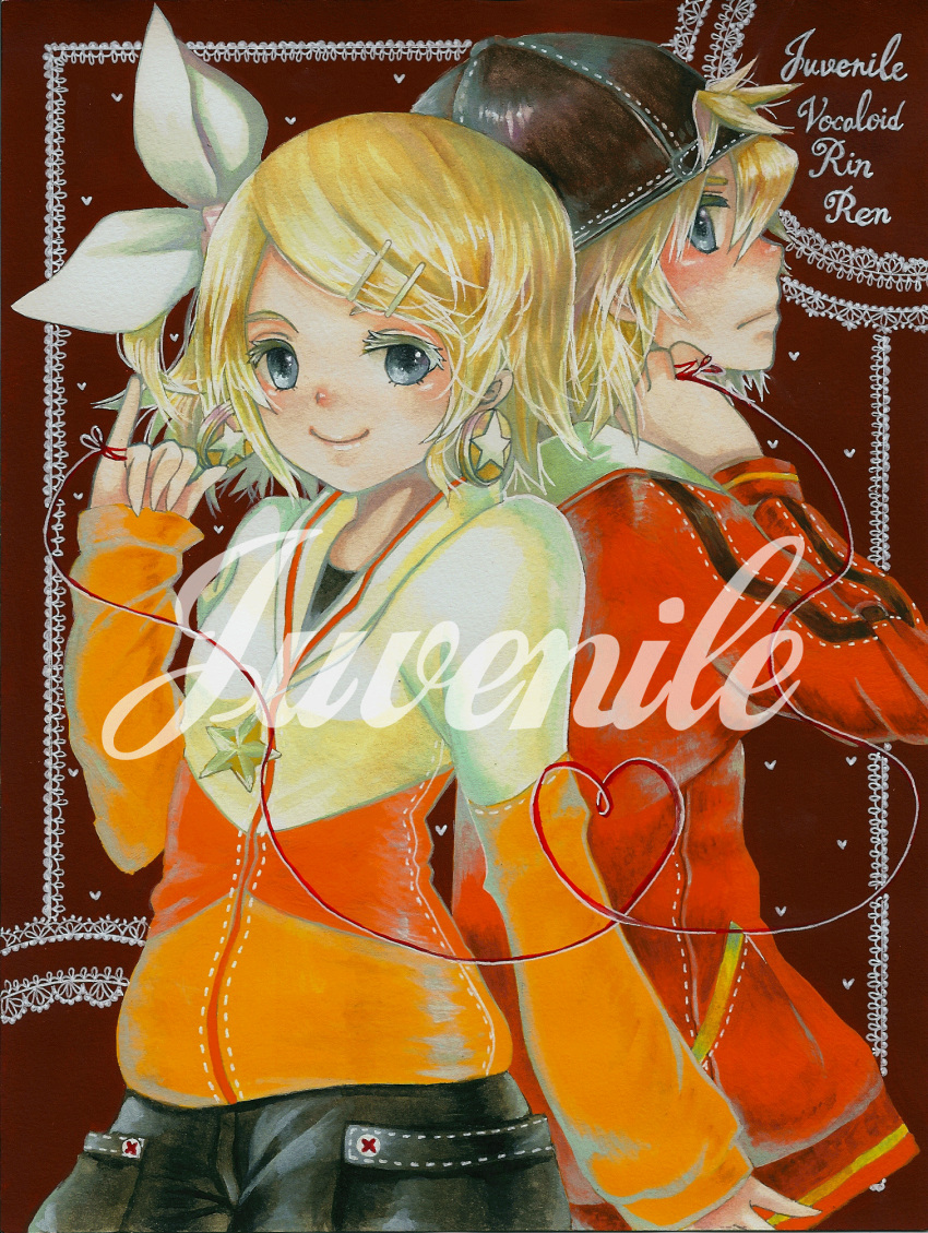 back-to-back, back_to_back, bad_id, baseball_cap, blonde_hair, blue_eyes, blush, hair_ornament