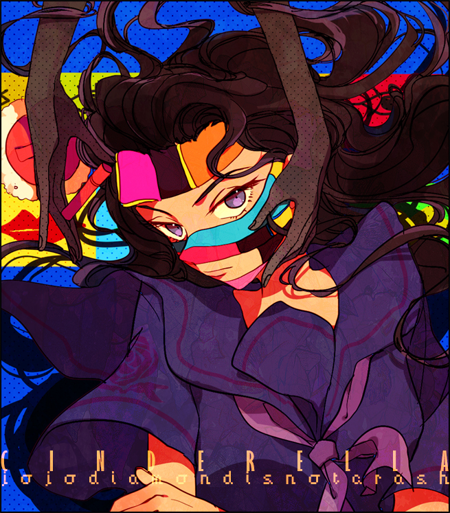 1girl, black_hair, cinderella_(stand), jojo_no_kimyou_na_bouken, long_hair, lucarios, school_uniform, serafuku