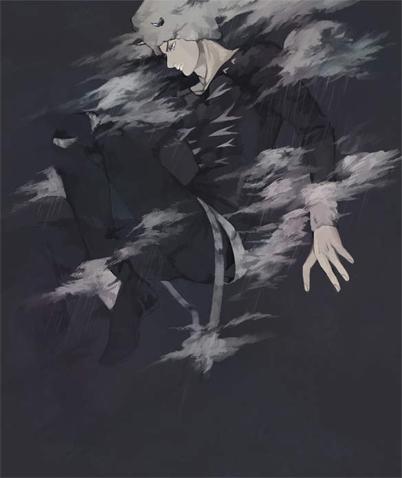 1boy, clouds, fur_hat, hat, horns, jojo_no_kimyou_na_bouken, kinouka, lipstick