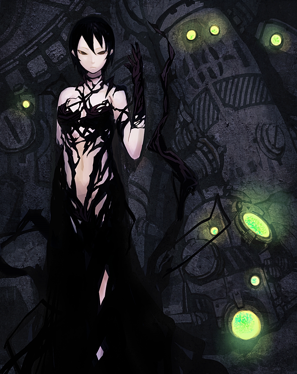 bad_id, biomega, black_eyes, black_hair, highres, kardal, kardal_spindal, sugimoto_gang