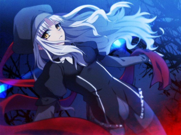 1girl, caren_hortensia, dutch_angle, fate/hollow_ataraxia, fate_(series), grey_hair, hat, long_hair