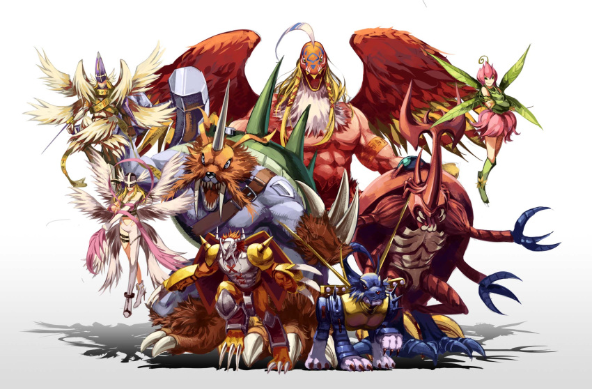 angel, angewomon, atlurkabuterimon, claws, digimon, digimon_adventure, fangs, garudamon