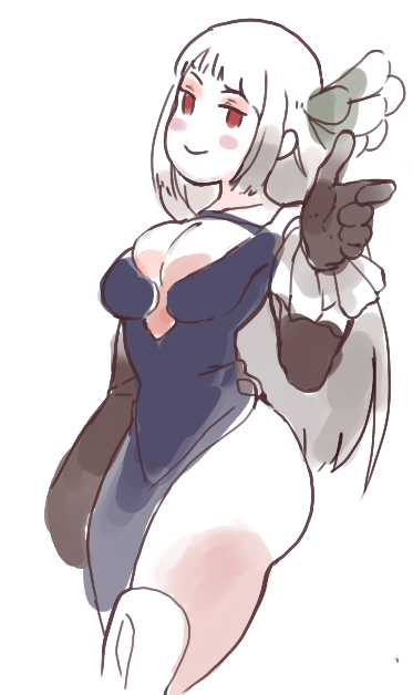 1girl, bravely_second, breasts, cleavage, elbow_gloves, gloves, inkerton-kun, long_hair