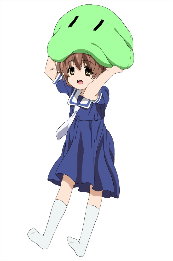 brown_hair, child, clannad, dango_daikazoku, kneehighs, okazaki_ushio, sailor_dress, school_uniform