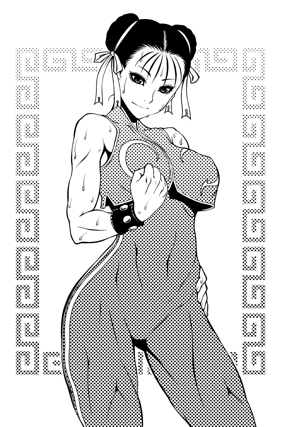 1girl, alternate_costume, bodysuit, breasts, chun-li, covered_navel, crop_top, crop_top_overhang