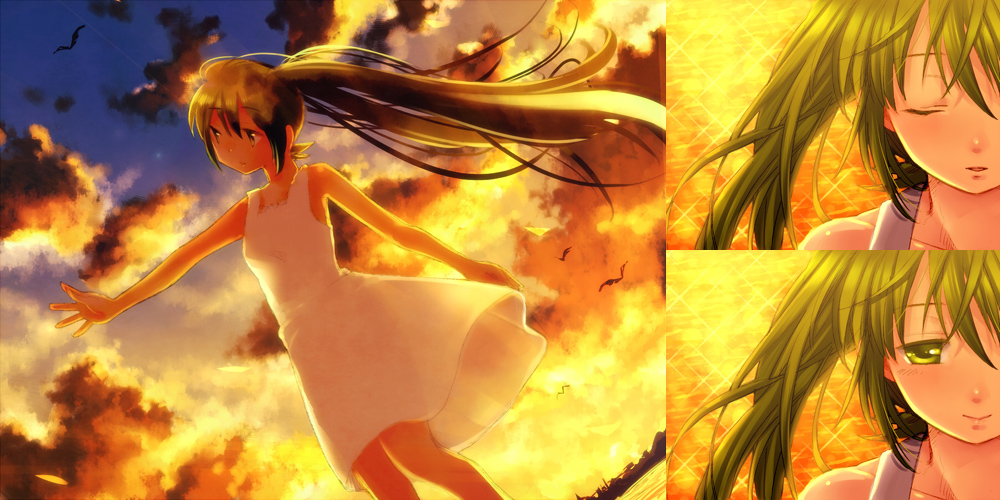 dress, green_eyes, green_hair, hatsune_miku, long_hair, moc, sky, sundress