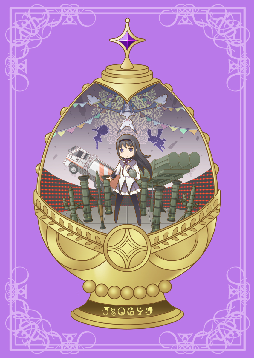 akemi_homura, black_hair, highres, long_hair, mahou_shoujo_madoka_magica, pantyhose, shian_(my_lonly_life.), soul_gem