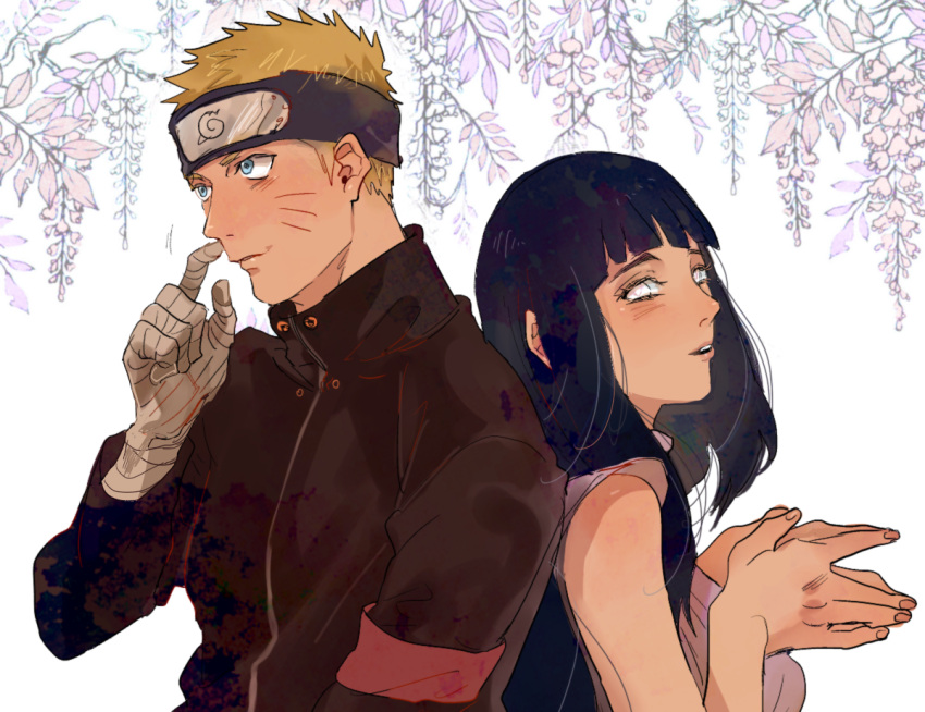 1boy, 1girl, bandaged_arm, bandages, black_hair, blonde_hair, blue_eyes, couple