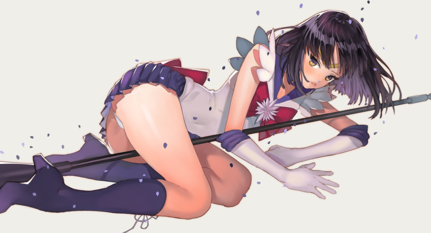 1girl, alternate_eye_color, aruterra, bishoujo_senshi_sailor_moon, black_hair, boots, bow, brooch