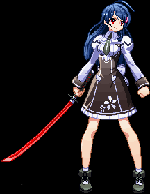 ahoge, animated, animated_gif, bare_legs, blue_hair, boots, dress, gif