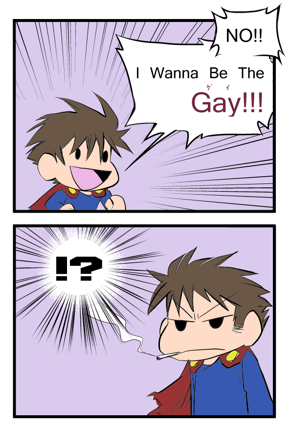 angry, brown_hair, cape, happy, i_wanna_be_the_guy, ranguage, short_hair, smoking