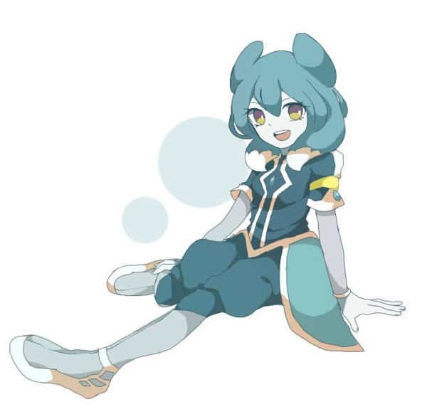 1girl, aqua_hair, blue_skin, inazuma_eleven_(series), inazuma_eleven_go, inazuma_eleven_go_galaxy, long_hair, looking_at_viewer
