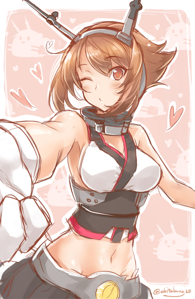 1girl, bare_shoulders, blush, breasts, brown_eyes, brown_hair, bust, foreshortening