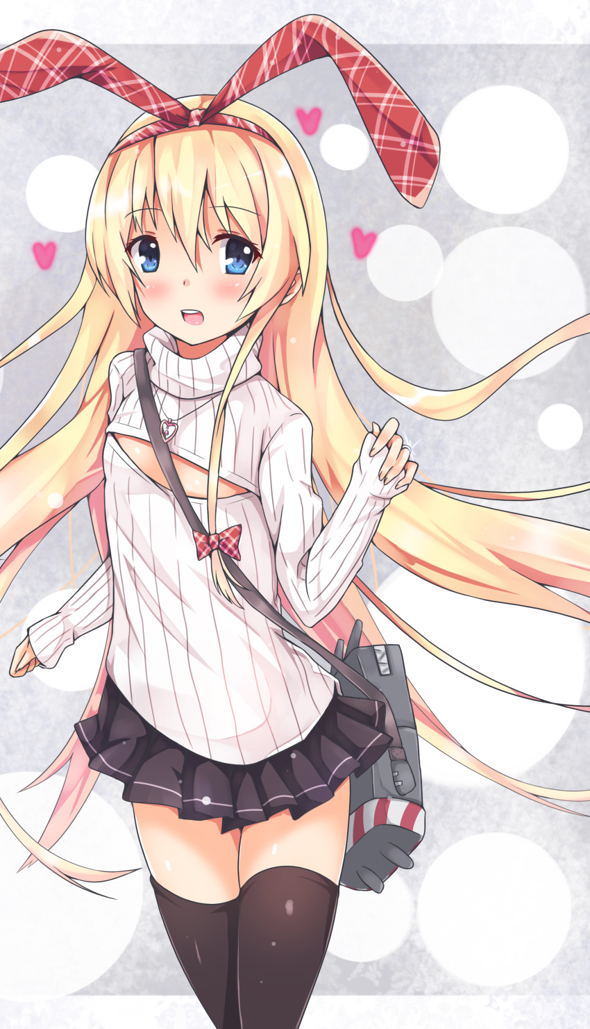 1girl, absurdres, alternate_costume, bag, black_skirt, blonde_hair, blue_eyes, bow