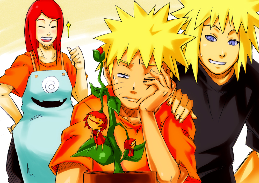 2boys, 3girls, apron, blonde_hair, blue_eyes, habanero, habanero-tan, long_hair