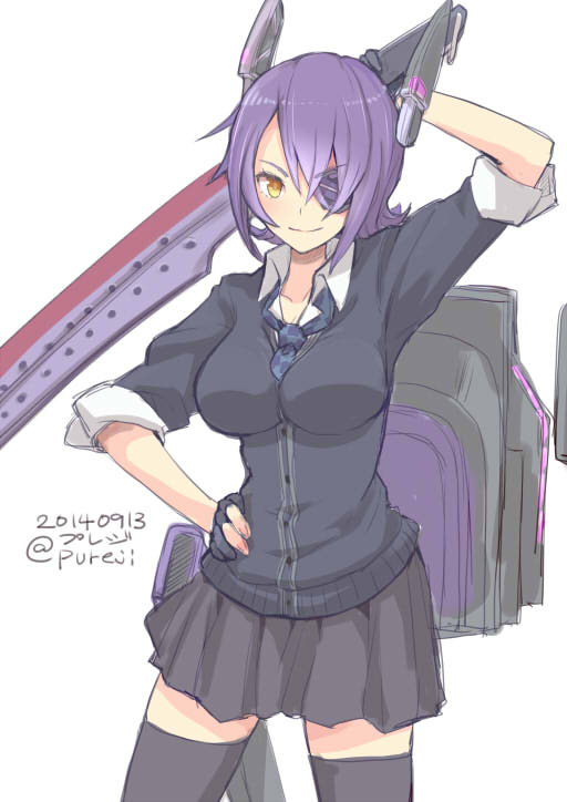 1girl, black_gloves, black_legwear, black_skirt, brown_eyes, cardigan, checkered_necktie, cowboy_shot