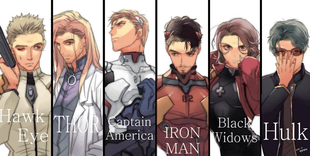 akagi_ritsuko, akagi_ritsuko_(cosplay), avengers, bruce_banner, clint_barton, column_lineup, cosplay, hh_(hhsis2)