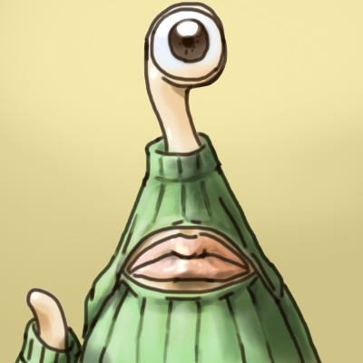 eyeball, kiseijuu, lips, lowres, migi, no_humans, open-chest_sweater, ribbed_sweater