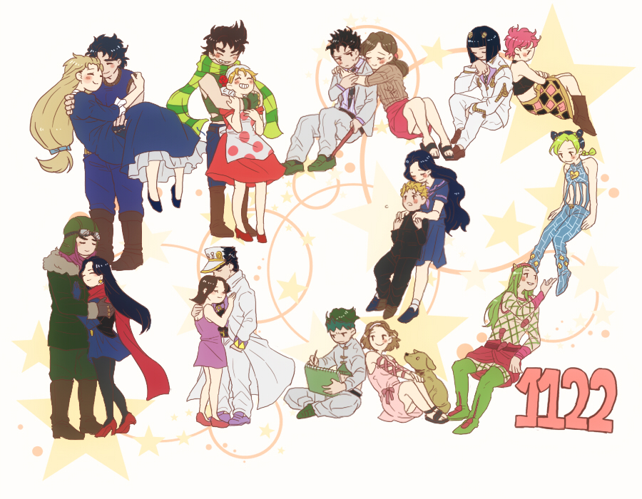 arnold_(jojo), bruno_bucciarati, couple, dated, erina_pendleton, george_joestar_ii, hetero, hirose_kouichi, husband_and_wife, imaru_(yashiro19950425), jojo_no_kimyou_na_bouken, jonathan_joestar, joseph_joestar_(young), kawajiri_kousaku, kawajiri_shinobu, kira_yoshikage, kishibe_rohan, kuujou_jolyne, kuujou_joutarou, lisa_lisa, mrs._kuujou, narciso_anasui, sugimoto_reimi, suzi_quatro, trish_una, yamagishi_yukako