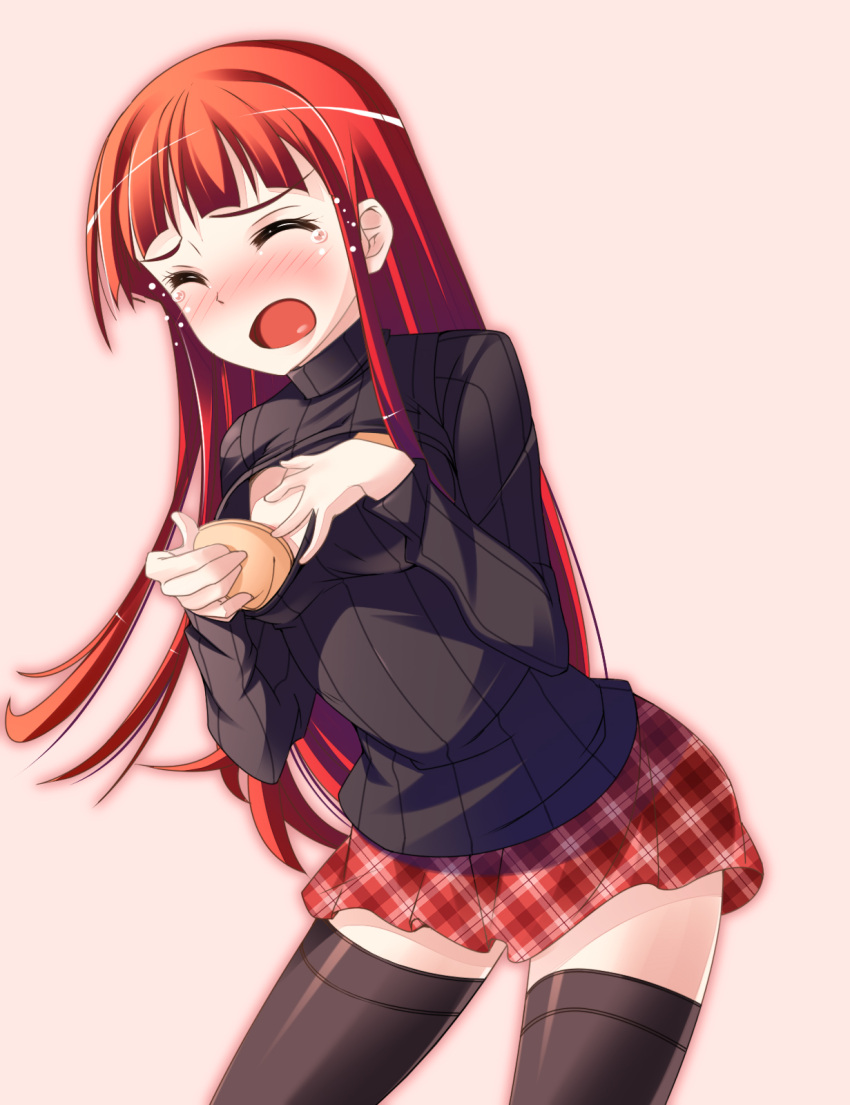 :o, aru_(abyssinia), blush, breast_padding, cleavage_cutout, closed_eyes, embarrassed, highres