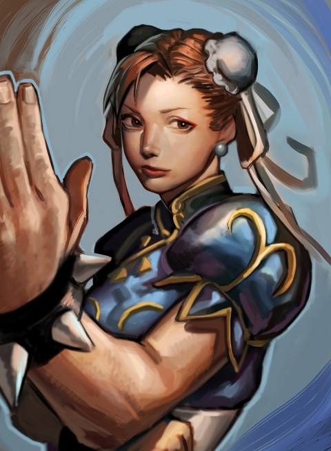 1girl, bracelet, brown_eyes, brown_hair, bun_cover, china_dress, chinese_clothes, chun-li