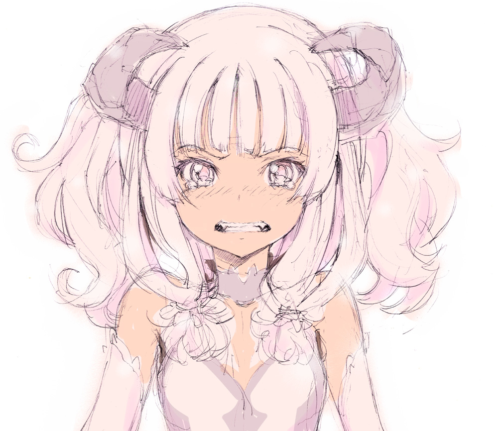 1girl, choker, clenched_teeth, fangs, horns, long_hair, miyabi_(miyabi_r18), original