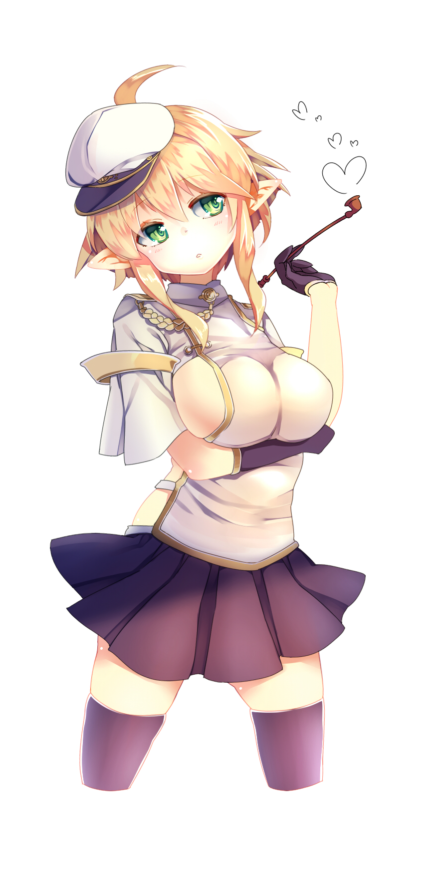 1girl, 33_(mkiiiiii), ahoge, black_legwear, blush, breast_hold, cowboy_shot, female_admiral_(kantai_collection)