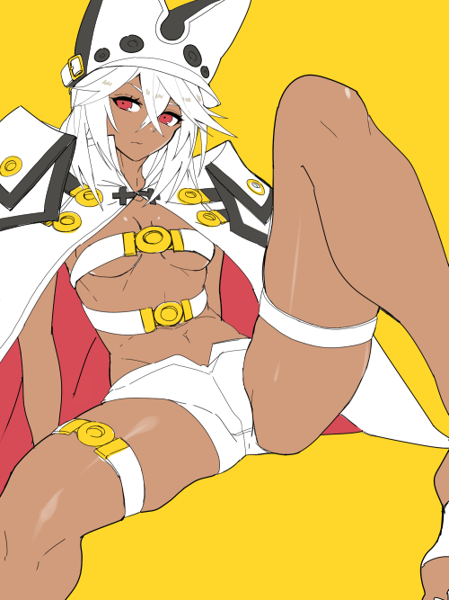 beltbra, breasts, cape, dark_skin, guilty_gear, guilty_gear_xrd, hat, ramlethal_valentine