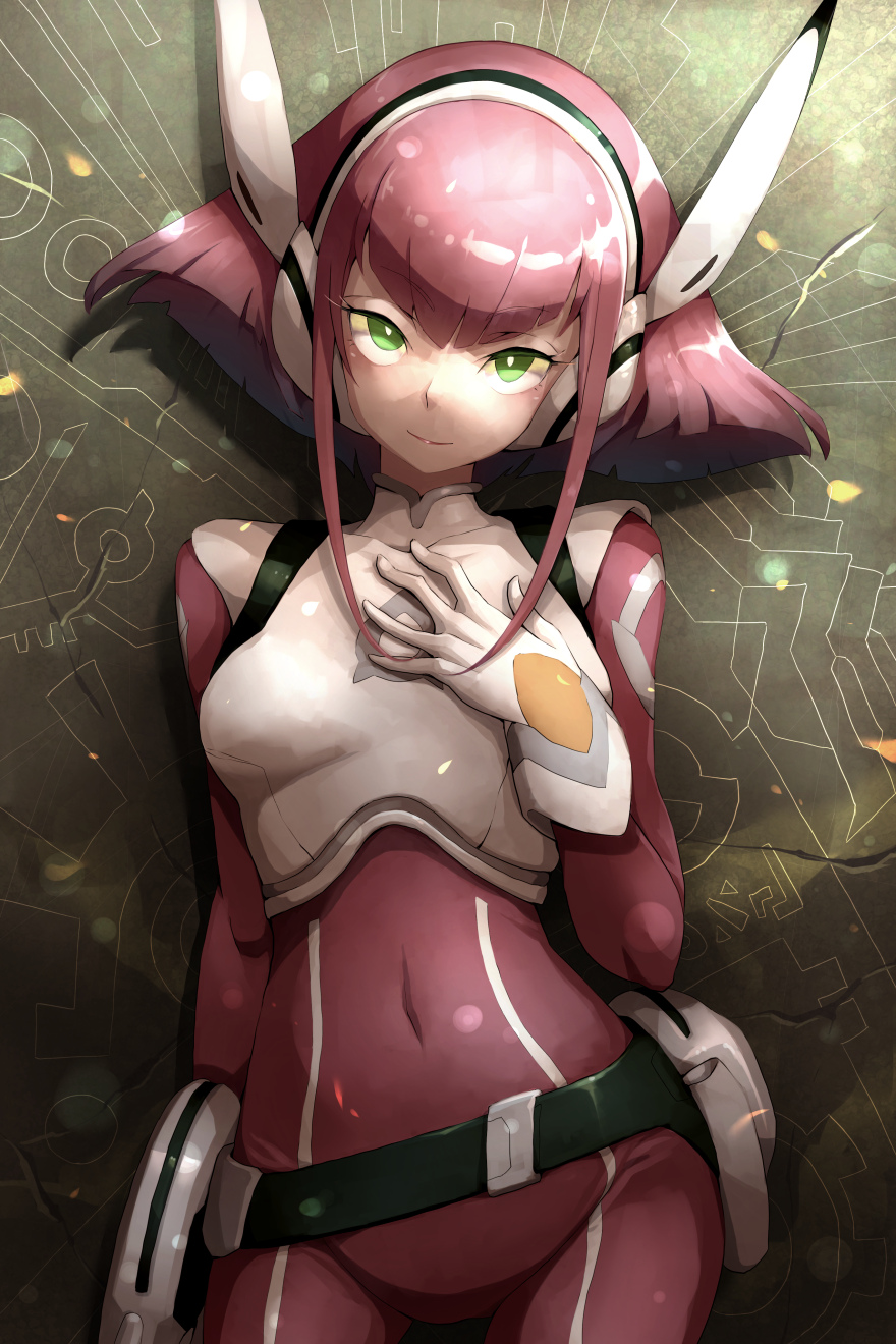 1girl, barara_peol, bodysuit, covered_navel, ginshio, gloves, green_eyes, gundam